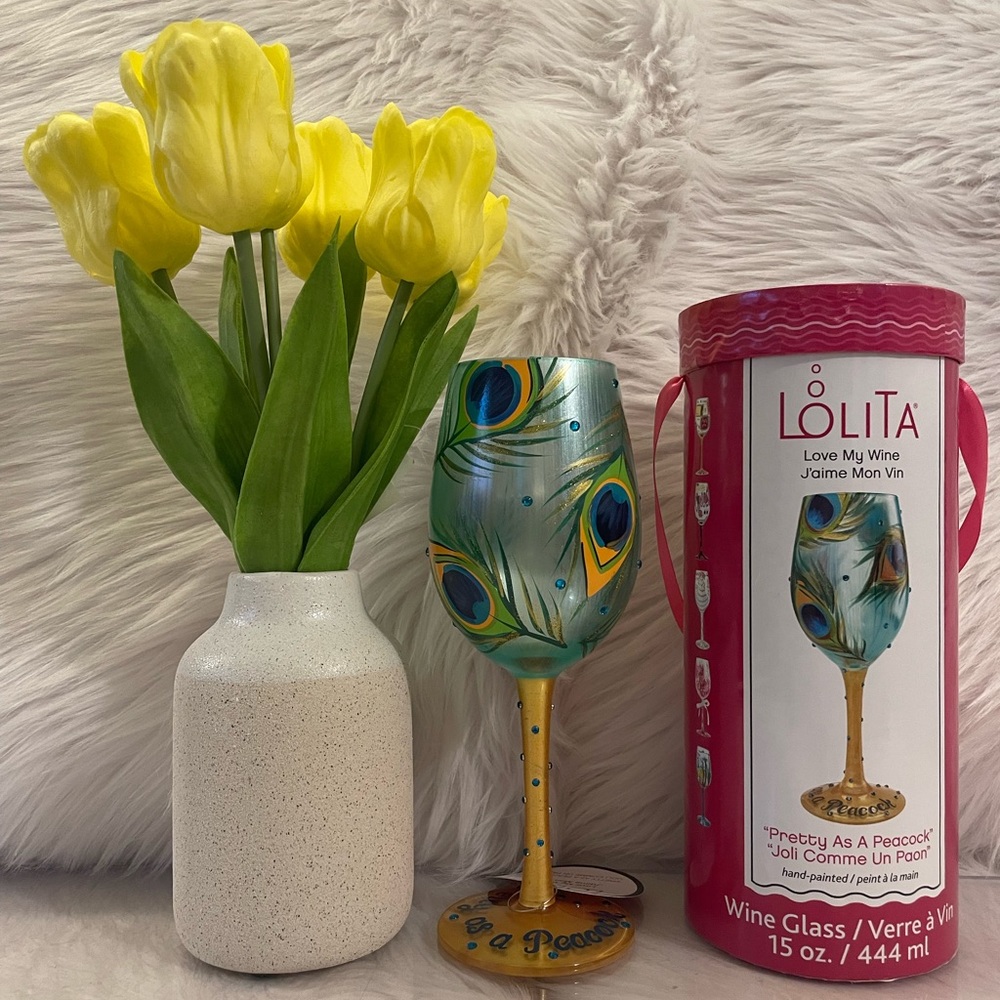 Lolita Love My Wine (Enesco Designs By) Pretty As A "Peacock" Wine Glass